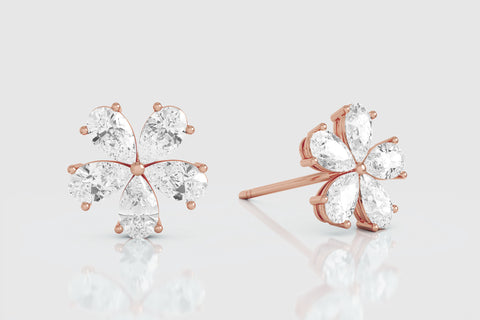 Flower Diamond Stud Earrings - elbeu