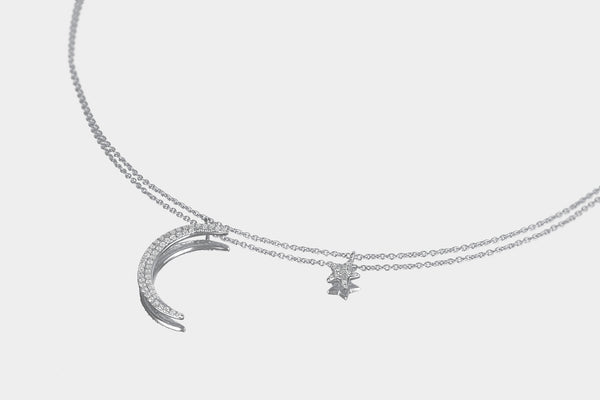 Moon & Star Diamond Necklace - elbeu