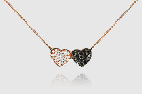 Double Heart Diamond Necklace - elbeu