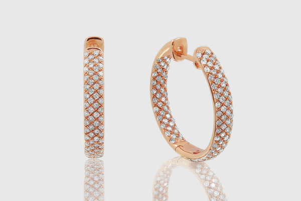 Round Pave Hoop Diamond Earrings - elbeu