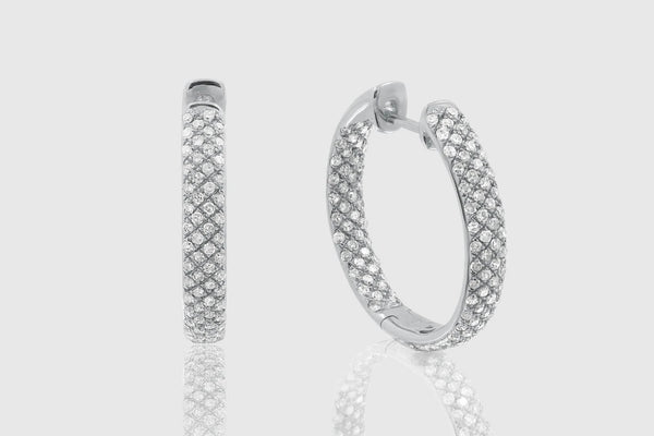 Round Pave Hoop Diamond Earrings - elbeu