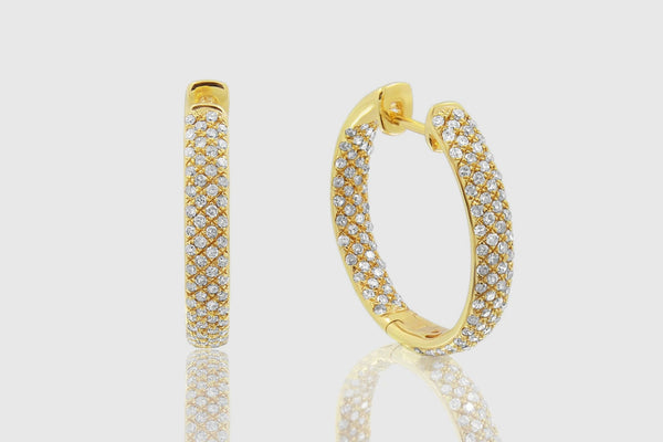 Round Pave Hoop Diamond Earrings - elbeu