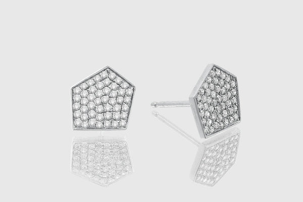 Pentagon Diamond Stud Earrings - elbeu