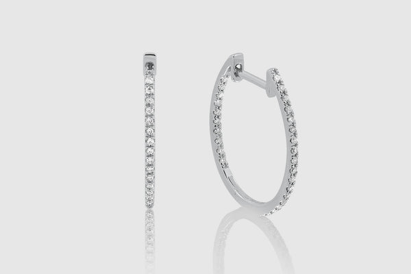 Oval Hoop Diamond Earrings - elbeu