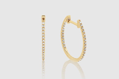 Oval Hoop Diamond Earrings - elbeu