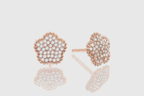 Flower Diamond Stud Earrings - elbeu