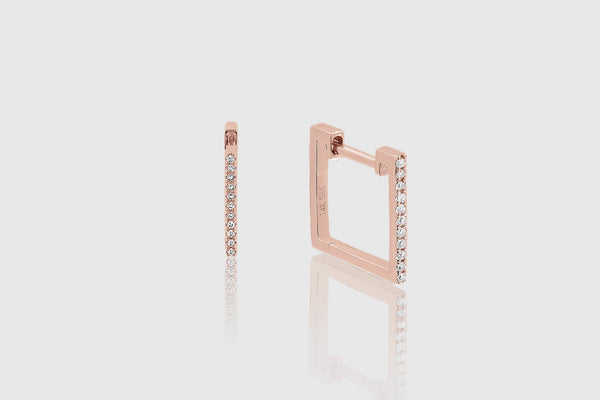 Square Hoop Diamond Earrings - elbeu