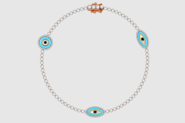 Evil Eye Diamond Tennis Bracelet - elbeu