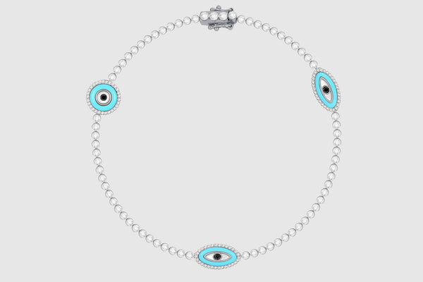 Evil Eye Diamond Tennis Bracelet - elbeu