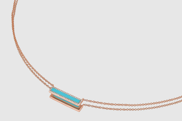 Bar Diamond and Turquoise Necklace - elbeu