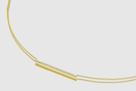 Long Bar Diamond Necklace - elbeu