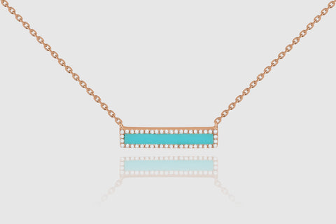 Bar Diamond and Turquoise Necklace - elbeu