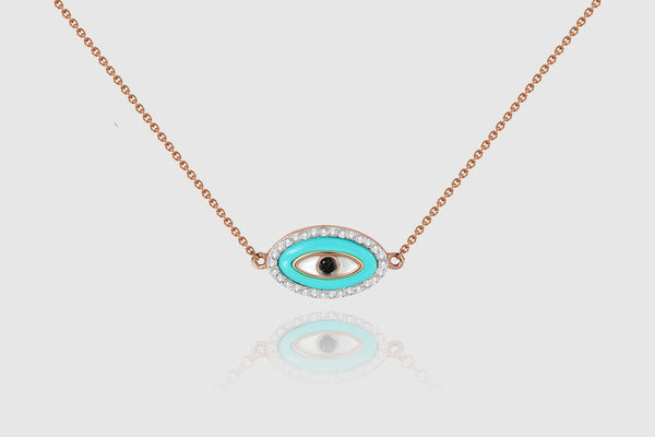Evil Eye Diamond Turquoise Necklace - elbeu