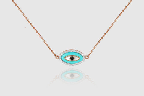 Evil Eye Diamond Turquoise Necklace - elbeu