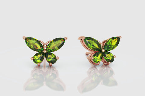 Butterfly Green Emerald Earrings - elbeu