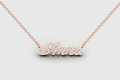 Custom Name Pendant Diamond Necklace - elbeu