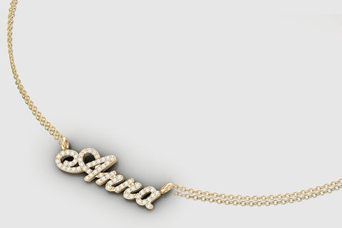 Custom Name Pendant Diamond Necklace - elbeu