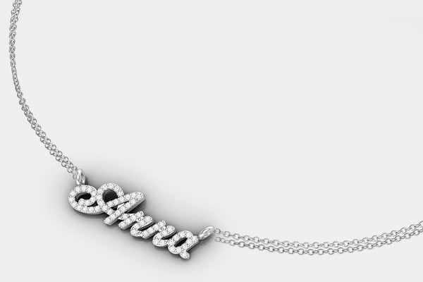 Custom Name Pendant Diamond Necklace - elbeu
