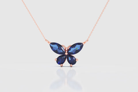 Butterfly Blue Sapphire Necklace - elbeu