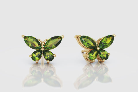 Butterfly Green Emerald Earrings - elbeu