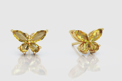 Butterfly Yellow Diamond Earrings - elbeu