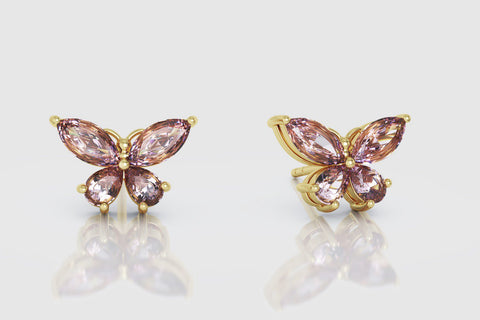 Butterfly Pink Sapphire Earrings - elbeu