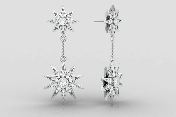 Dangle Star Diamond Earrings - elbeu